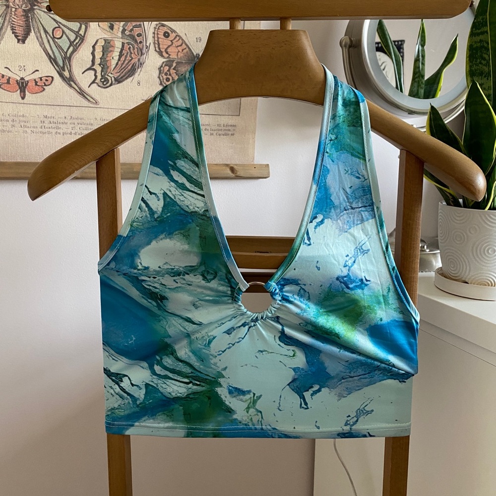 Y2k Patterned Halter Top